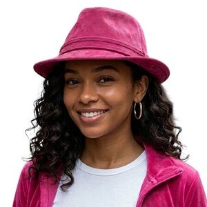 Fetish by Eve vintage Pink 100% Suede Fedora Hat Y2K